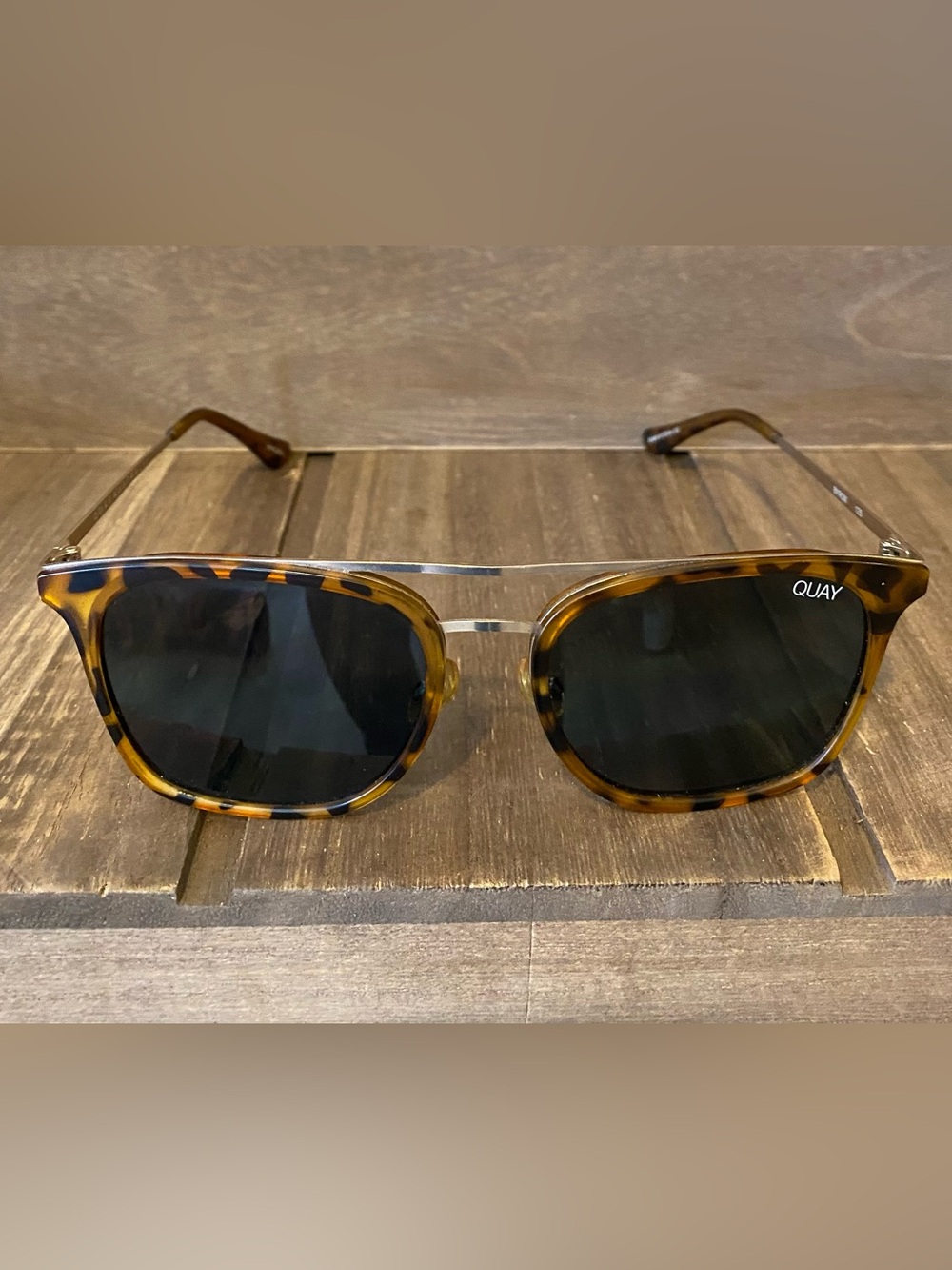 Quay Australia Tortoise Shell Sunglasses with Dark Lenses
